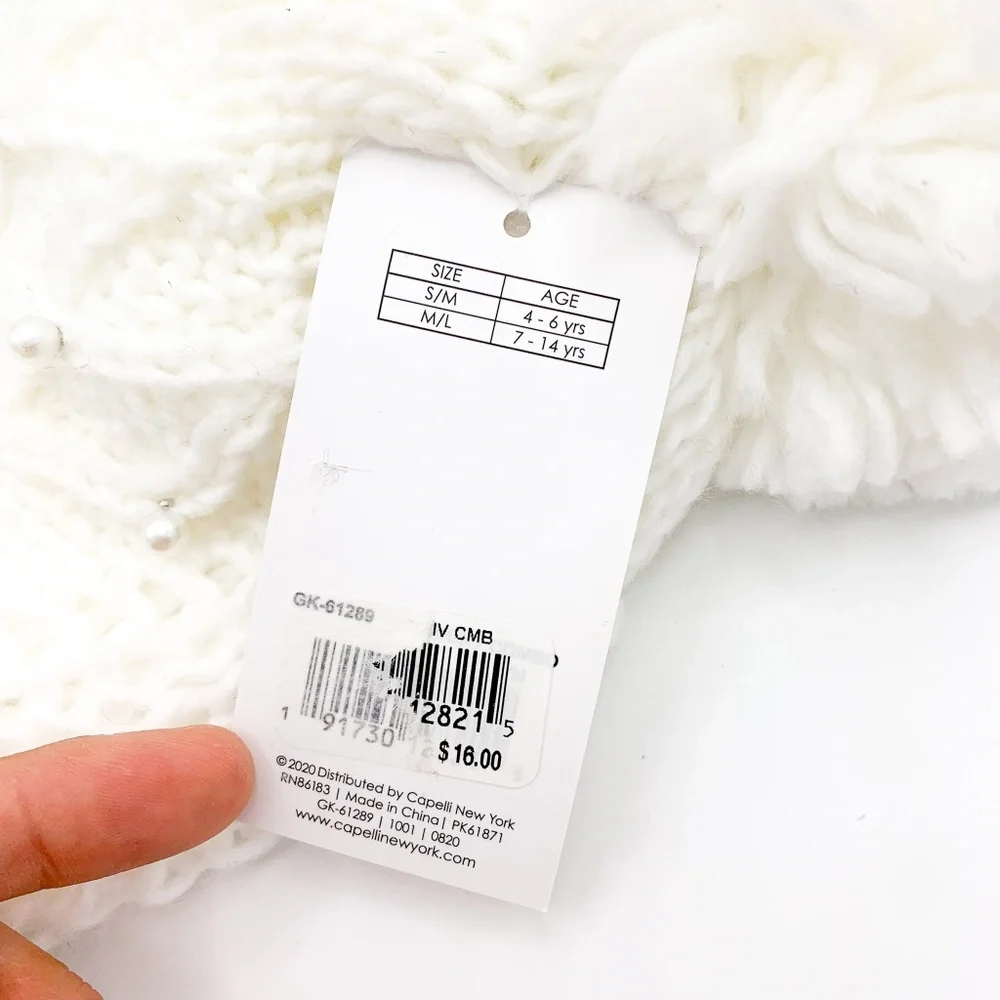 Capelli NY Kids White Winter Hat & Gloves Set